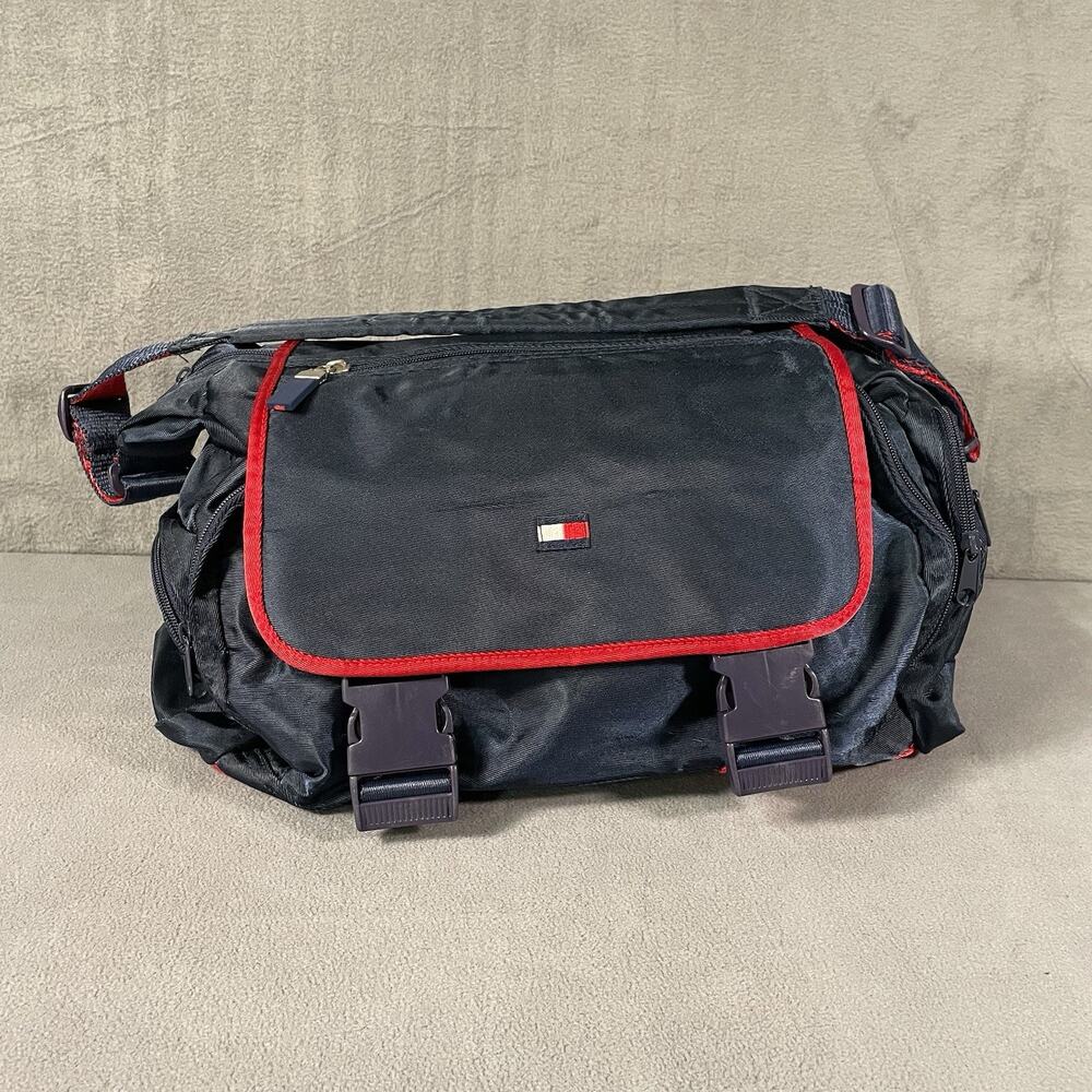 Tommy Hilfiger Nylon Messenger Shoulder Bag Blue Red Utility Travel Camera